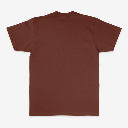 back of brown tshirt