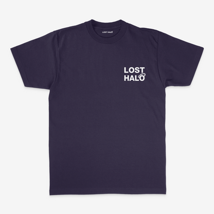 Navy streetwear tee with Lost Halo chest logo