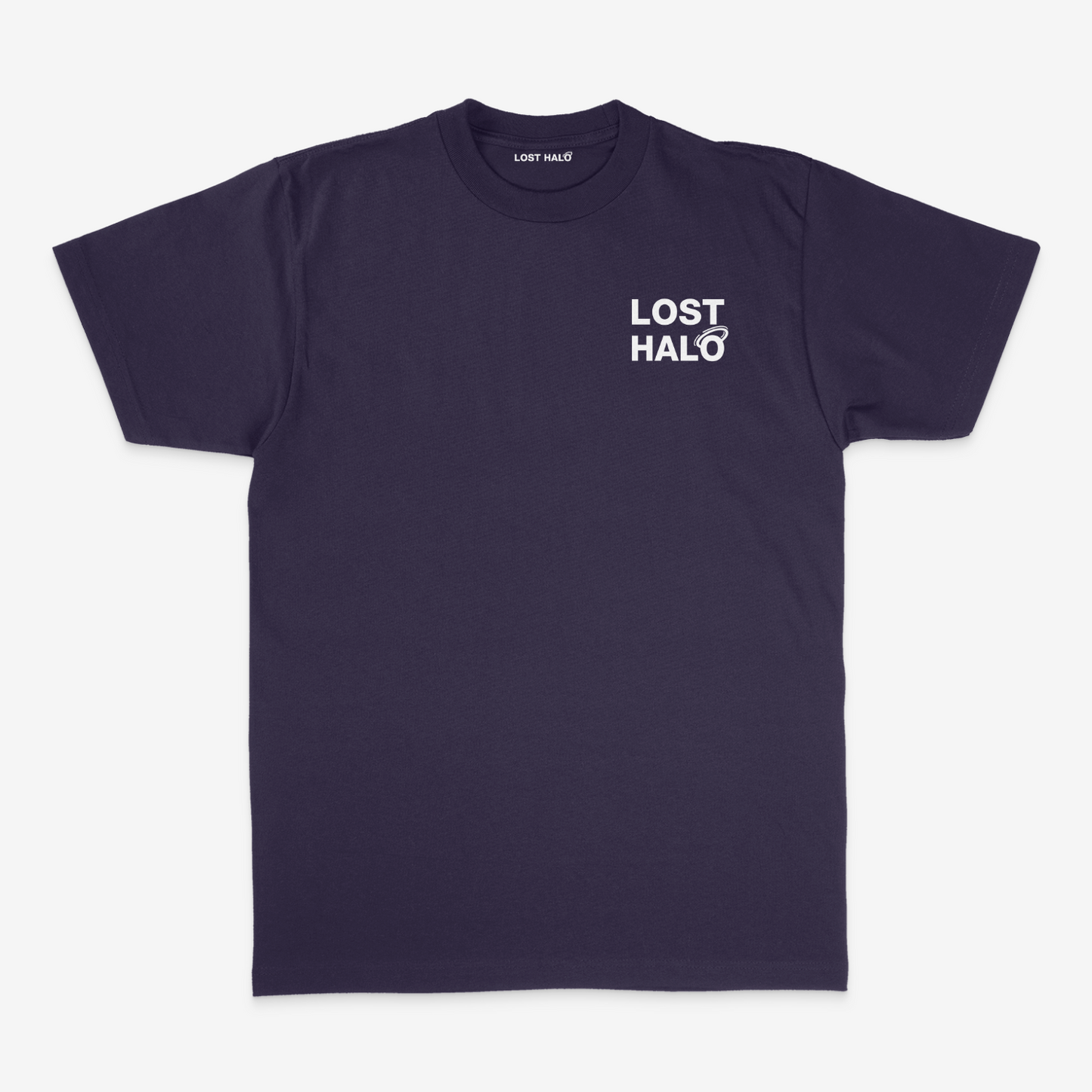 Navy tshirt Lost Halo chest design