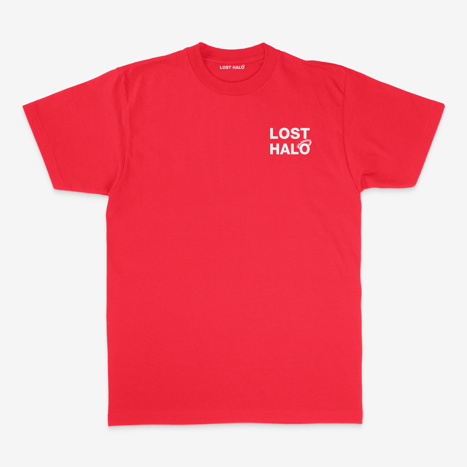 Red cotton tshirt Lost Halo chest design